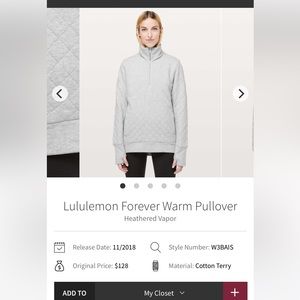 Lululemon quilted grey jacket